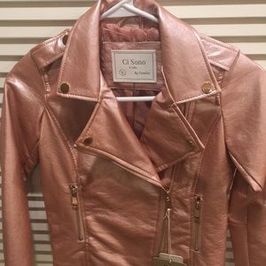 Girls pink “leather” jacket
